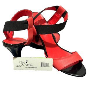 (9-214) Kelly & Kathie Coral and Black High Heel Sandals Size 7